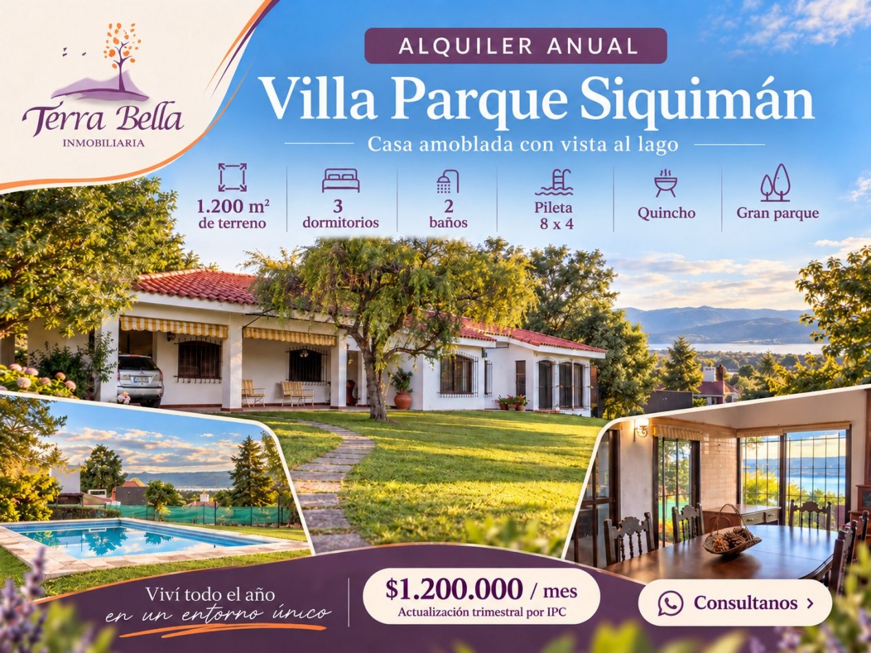 CHALET CON GRAN PARQUE - PISCINA Y HERMOSA VISTA AL LAGO 