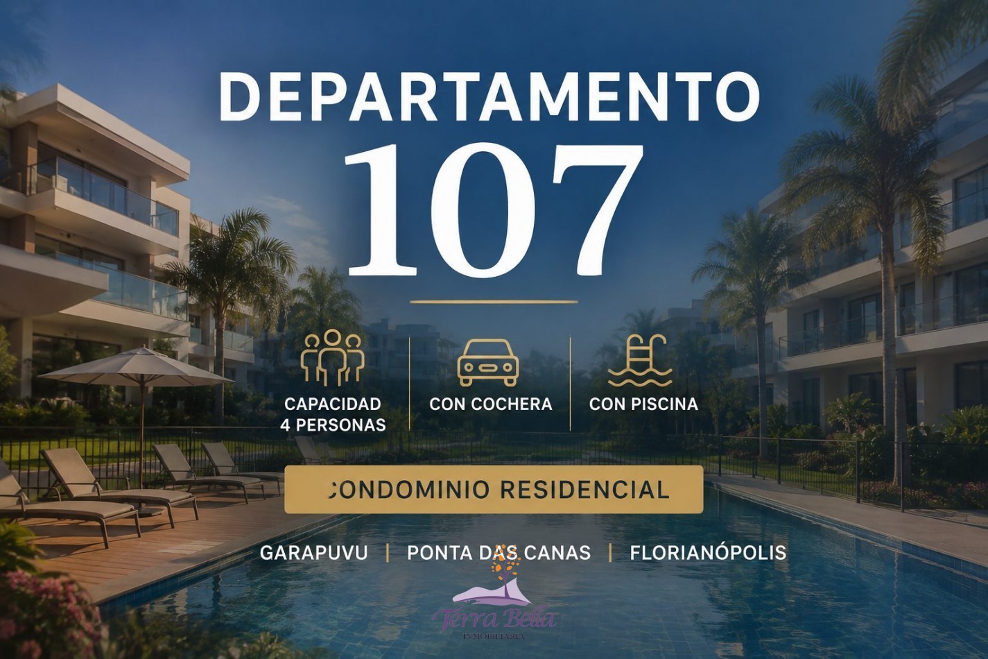 DEPARTAMENTO PARA 4 A 1 KM DEL MAR - PISCINA CLIMATIZADA - PARRILLA - JUEGOS PARA NIÑOS