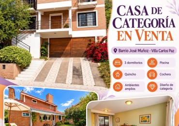 CASA DE CATEGORIA EN BARRIO JOSE MUÑOZ - TRES DORMITORIOS - PISCINA 
